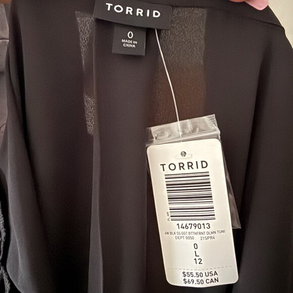 Torrid Womens Black Button-Down Tunic Top Size 0X NWT - Picture 6 of 6